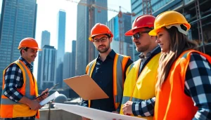 New York Construction Manager inspecting a project site in New York's urban landscape.