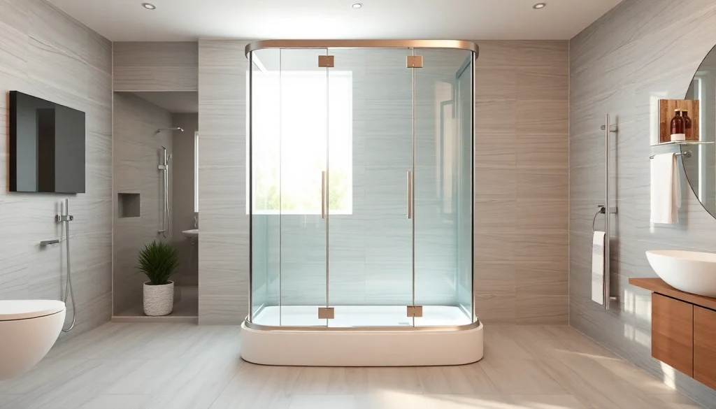 Genießen Sie die Klarheit und Eleganz der sonni Duschkabine in einem modernen Badezimmer.