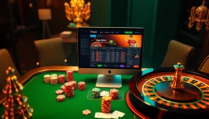 Experience thrilling live betting action on 7mcn with vibrant poker chips and casino elements.