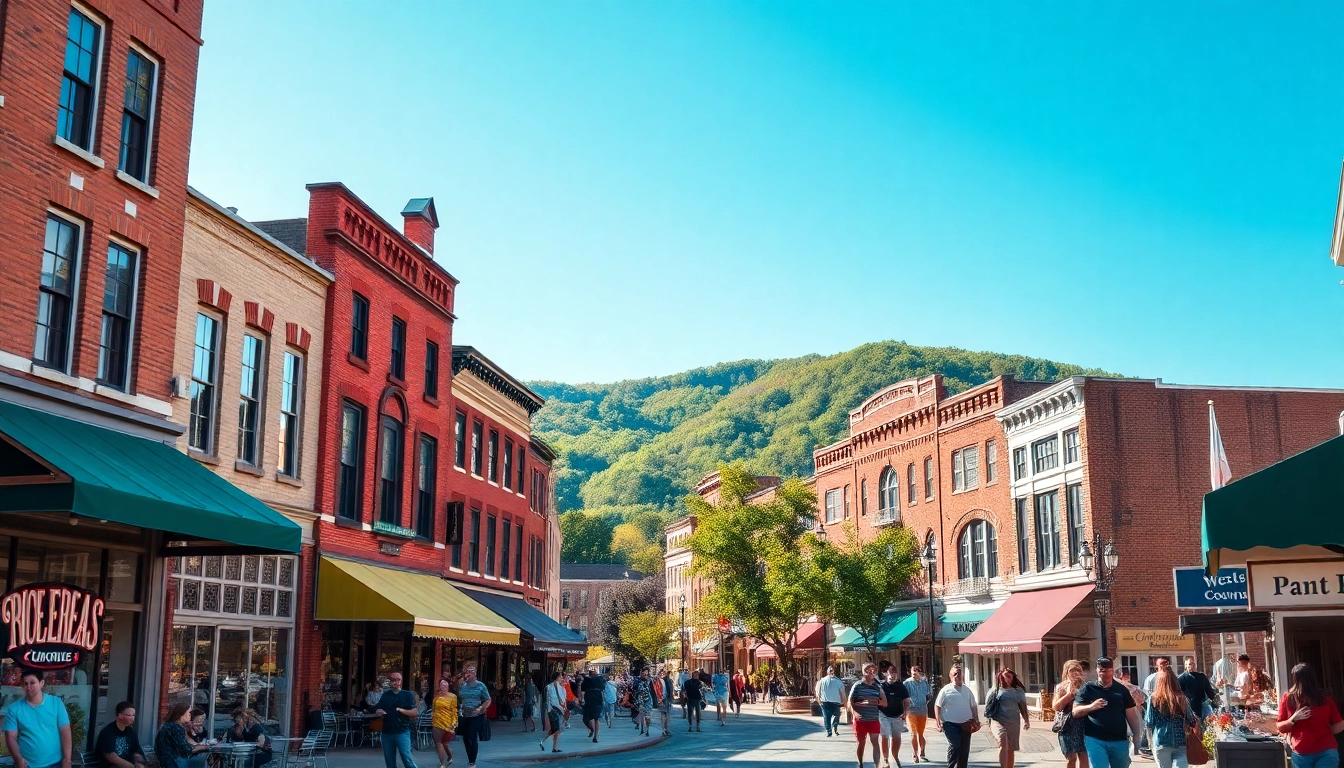 Experience community life in Clarksburg with lively outdoor dining and historic streets.