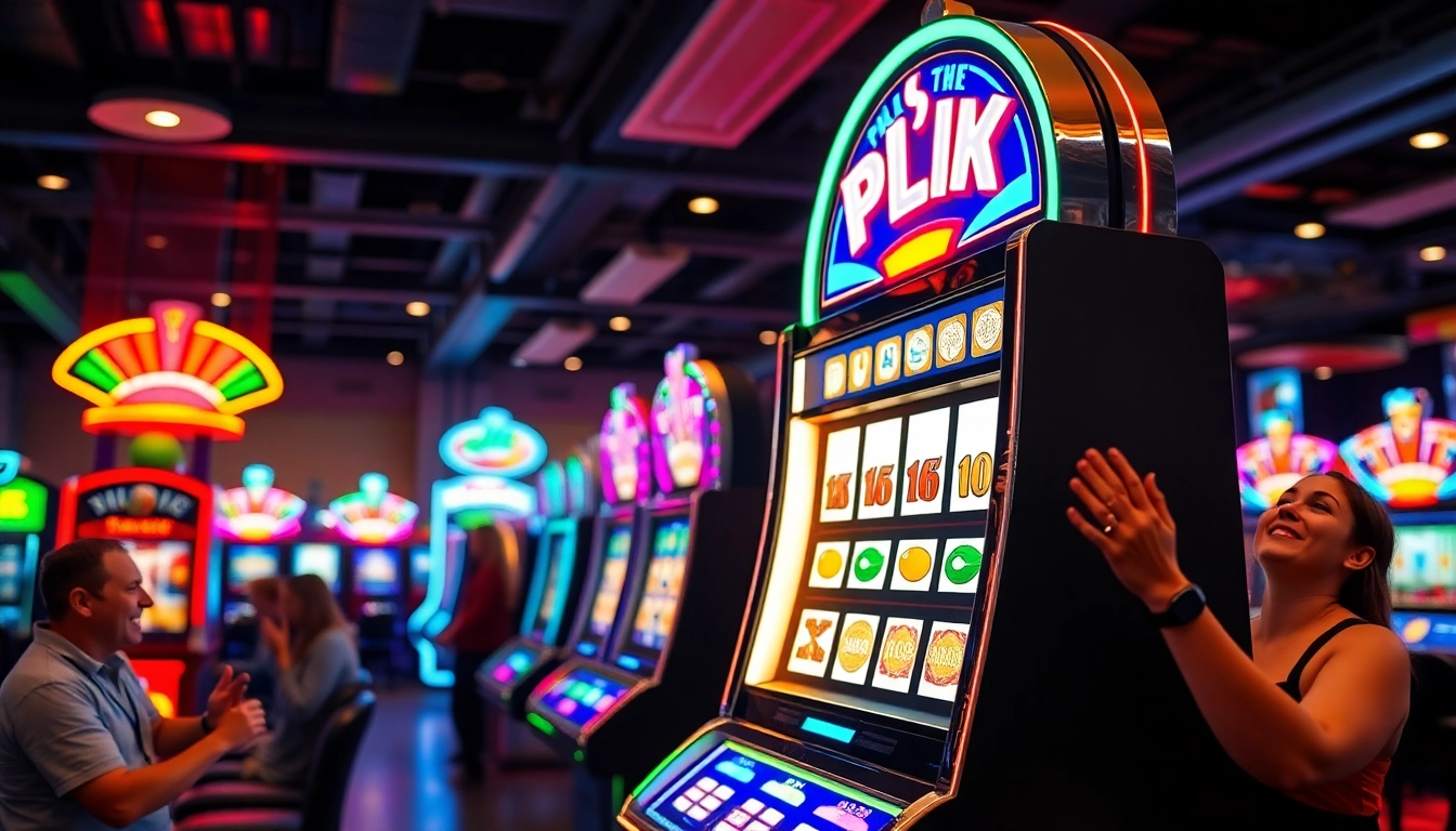 Mainkan plink slot dengan antusias di tengah suasana kasino yang meriah.