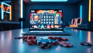 Experience excitement at the best online casino Canada with a vibrant gaming setup and poker accessories.