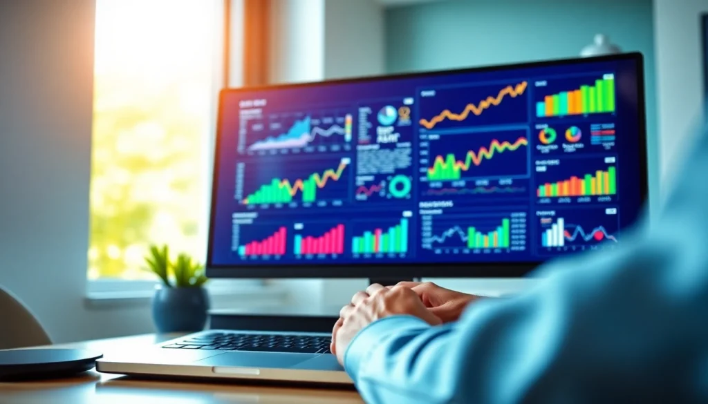 Engaged user analyzing youtube smm panel analytics in a bright digital workspace.