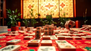 Permainan demo mahjong yang menggugah semangat dengan pemandangan meja penuh warna-warni.