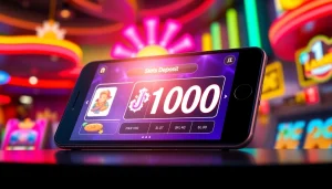 Menggambarkan situs deposit 1000 dengan antarmuka perjudian online yang menarik dan menarik perhatian.