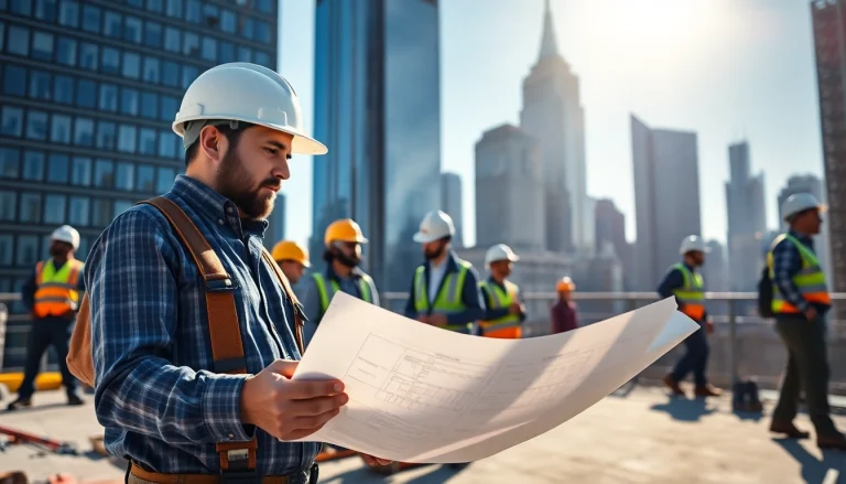 New York City General Contractor overseeing a project at a busy construction site in NYC.