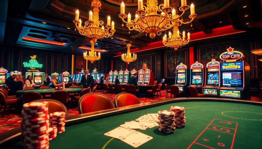 Engaging scene of players at a topclub poker table, showcasing excitement in a luxurious casino.