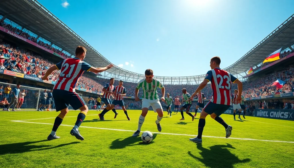 Catch the excitement of ผลบอลสดไทย with players in action on the soccer field.