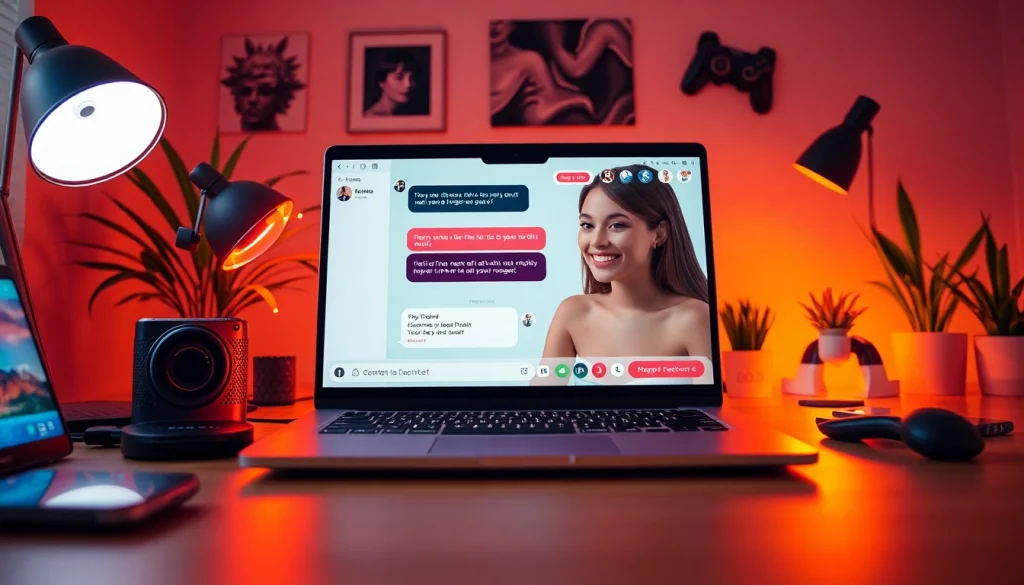 Engaging visual of NSFW AI chat interface in a modern workspace.
