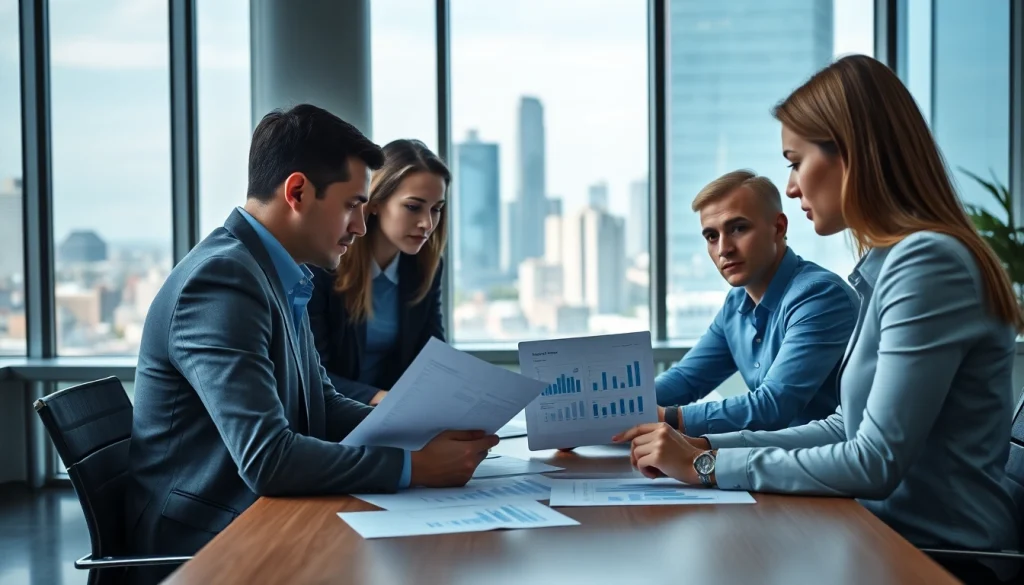 Business professionals conducting a Bid-No-Bid Analysis in a collaborative meeting.
