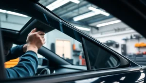 Applying ceramic window tint to enhance vehicle aesthetics and comfort.