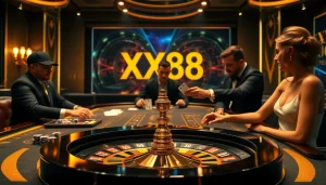 Experience high-stakes play at XX88 with vibrant casino visuals showcasing thrilling games.