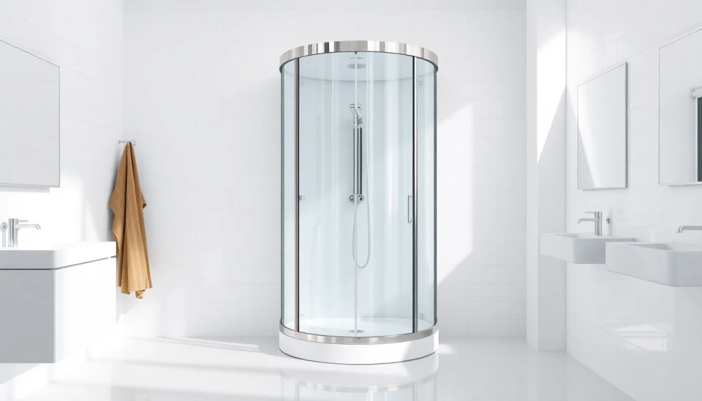 Duschkabine 90x90 komplett in modernem Badezimmer-Setting mit eleganten Details.