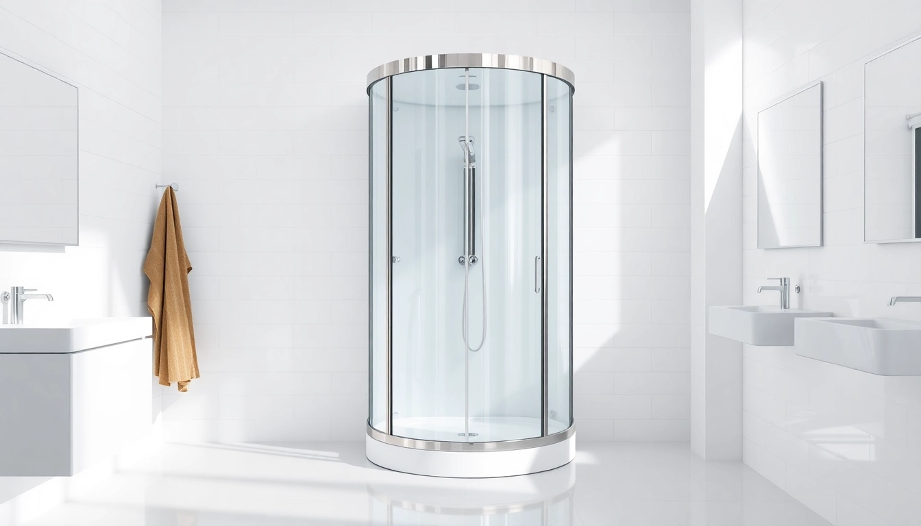 Duschkabine 90x90 komplett in modernem Badezimmer-Setting mit eleganten Details.