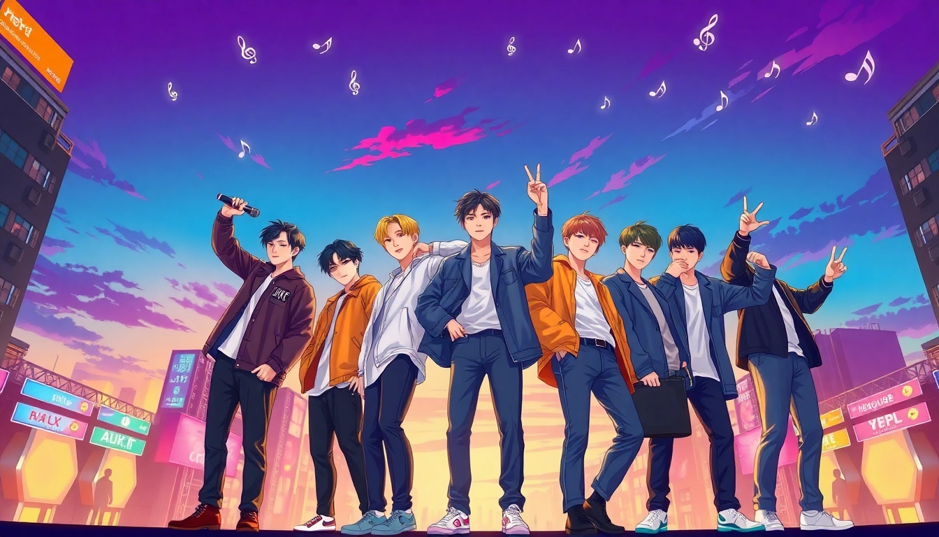 Engaging portrayal of bts members showcasing their unique styles and vibrant K-pop energy.