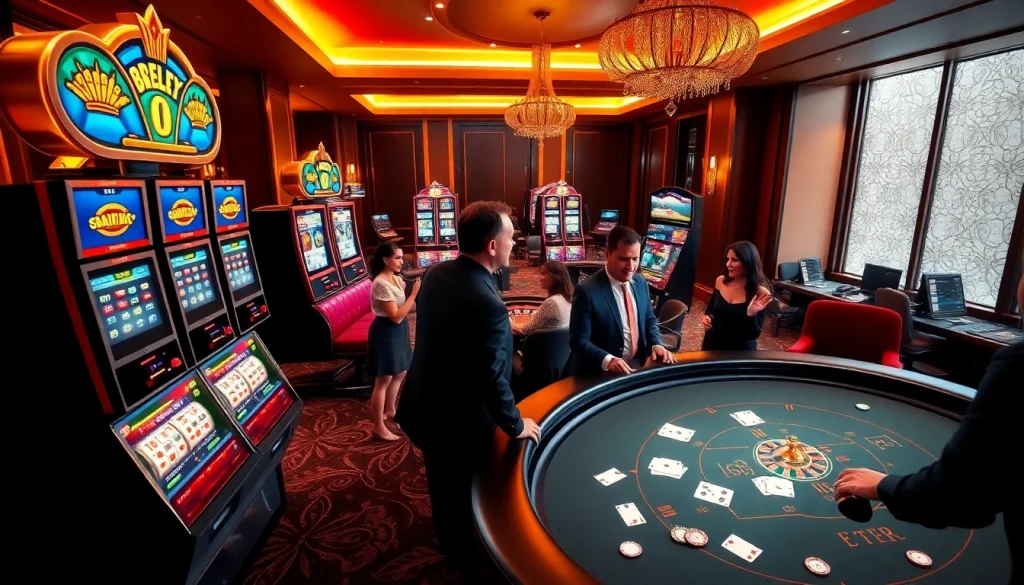 Experience thrilling wins at https:/sc88.bz/ with vibrant casino tables and joyful players celebrating.