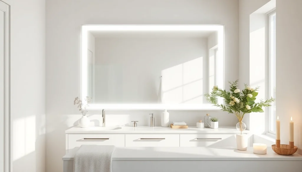 Reflect attention with a stylish mirror light mirror enhancing the bathroom's modern elegance.