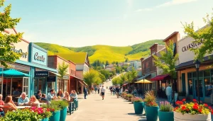 Explore the vibrant Clarksburg downtown with bustling streets and inviting cafes.