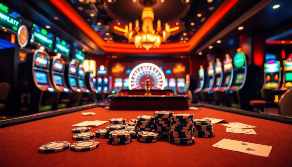 Engaging with hidden wiki tor in a vibrant casino setting with poker chips and a spinning roulette wheel.