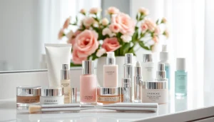 Kosmetika produktai gražioje ir modernioje aplinkoje.