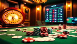 Vivez des expériences de jeu en ligne palpitantes dans un casino en ligne France luxueux avec des jetons de poker vibrants.