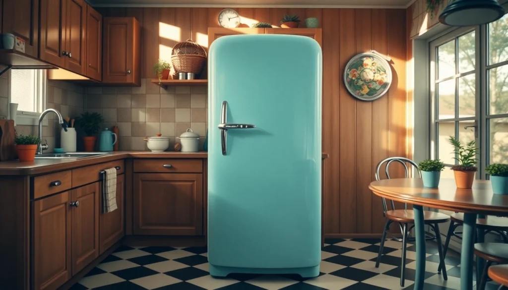 Retro appliance showcased in a vintage kitchen with natural lighting and a warm atmosphere.