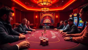 Vivez un gameplay palpitant au meilleur casino en ligne avec des joueurs participant à un poker à enjeux élevés.