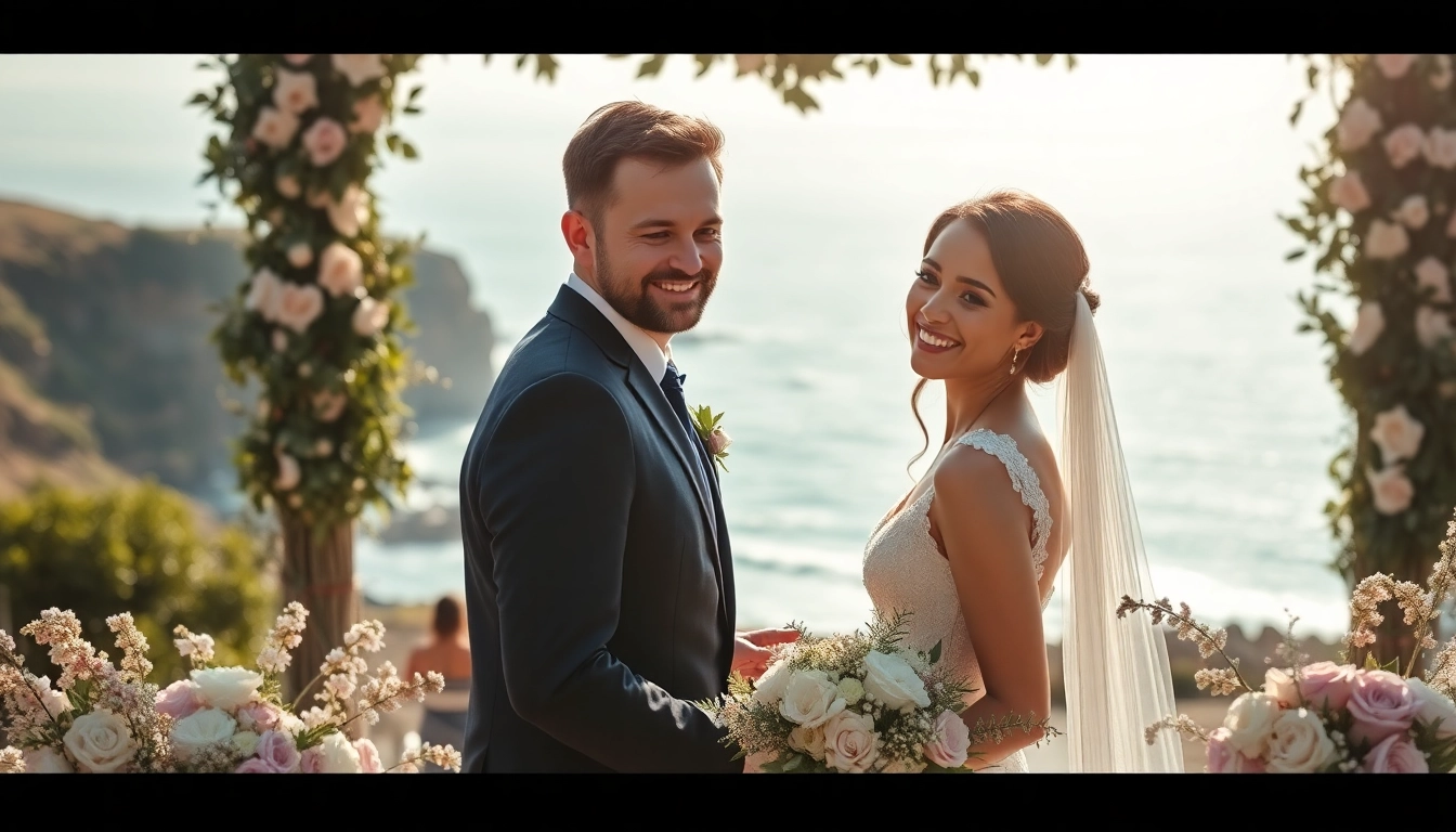Capture a stunning moment in Carmel wedding photography with a couple exchanging vows surrounded by nature.