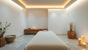 편안함과 웰빙을 위한 완벽한 편안한 분위기의 마사지 치료실