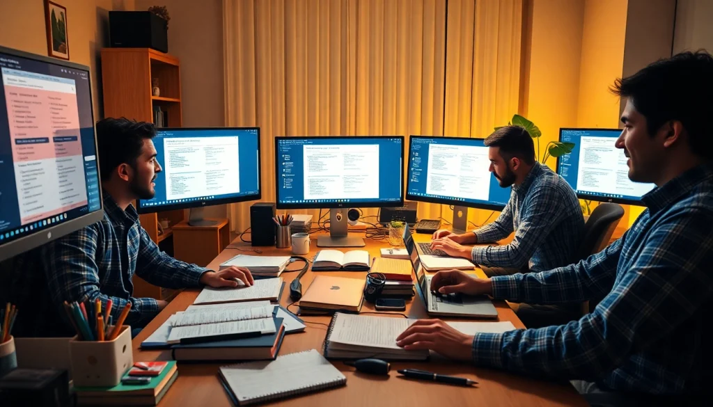 Enhancing online exams help with focused students in a professional study environment.