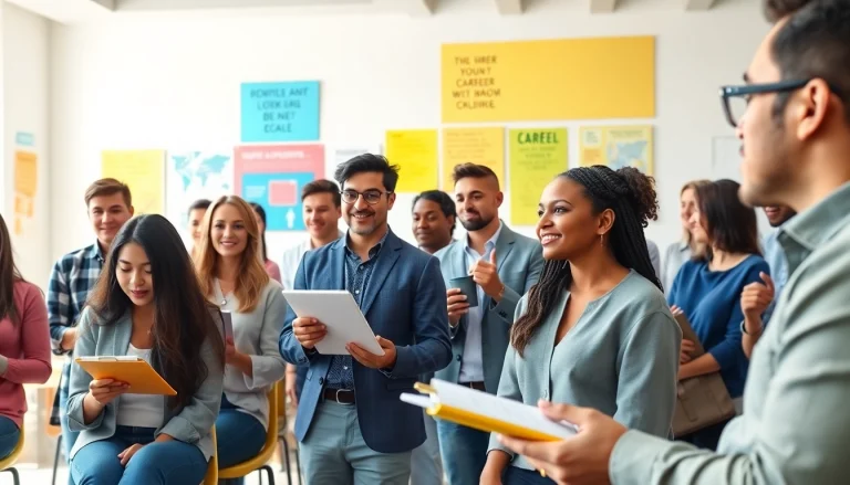 Find my true calling through a dynamic workshop scene featuring engaged participants focused on their career goals.