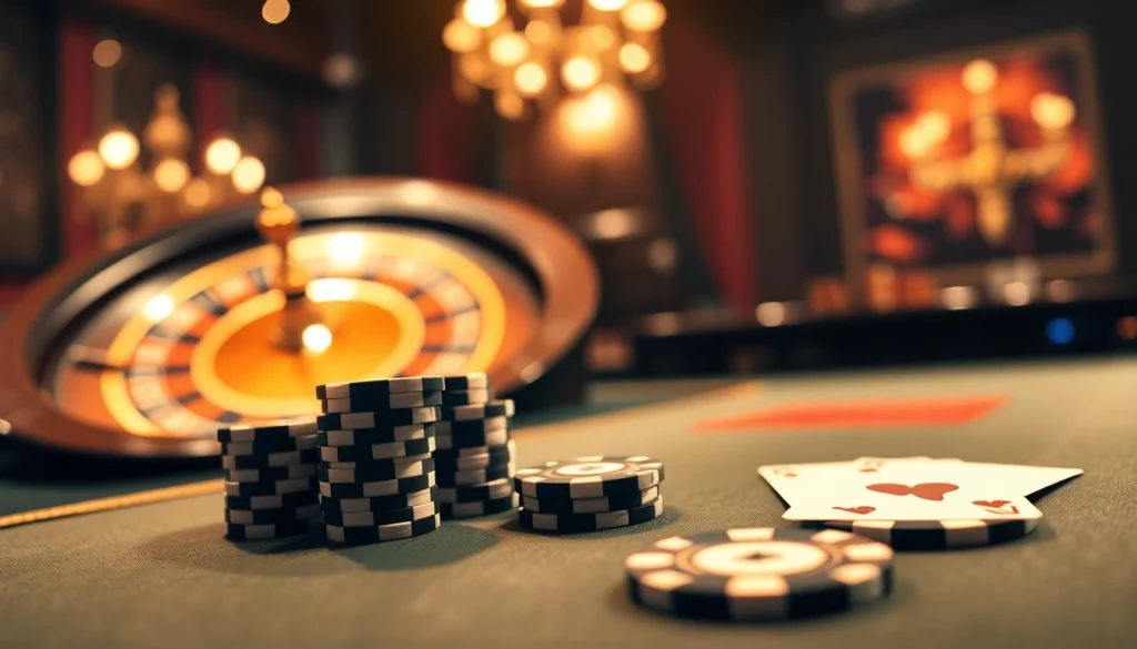 Vivez l'excitation du casino en ligne France avec des jetons de paris vibrants et une roulette tournante.