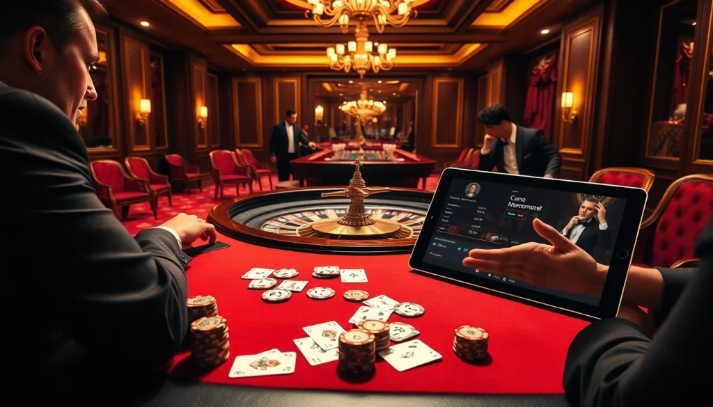 Découvrez le frisson du meilleur casino en ligne avec une table de roulette colorée et des jetons de poker.