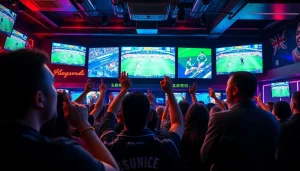Exciting sports betting scene with fans engaged in 토토스토리 experience.