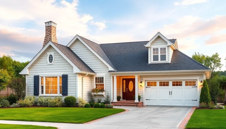 Modern cape cod home addition with an attached garage enhancing curb appeal.