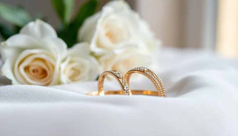 Showcase of couple rings highlighting intricate designs and elegant materials.