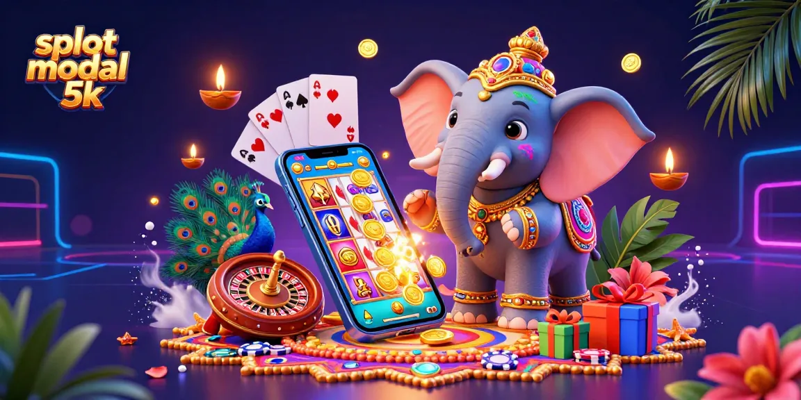 Spin the reels with slot modal 5k featuring a colorful 3D elephant and vibrant casino elements.