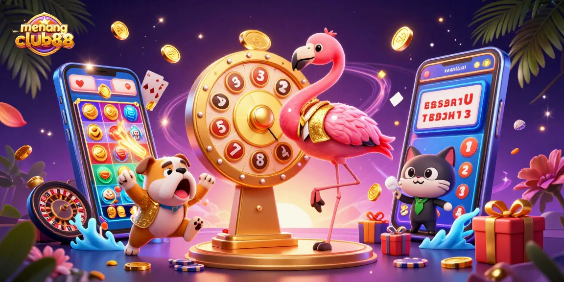 Experience excitement with menangclub88, featuring interactive gaming elements like prize wheels and slot games.