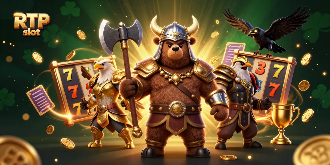 Spin reels with the Viking berserker and Valkyrie eagle in this vibrant RTP slot scene