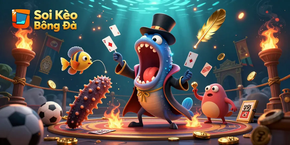 Soi Kèo Bóng Đá illustration featuring dynamic sports elements and captivating underwater magic.
