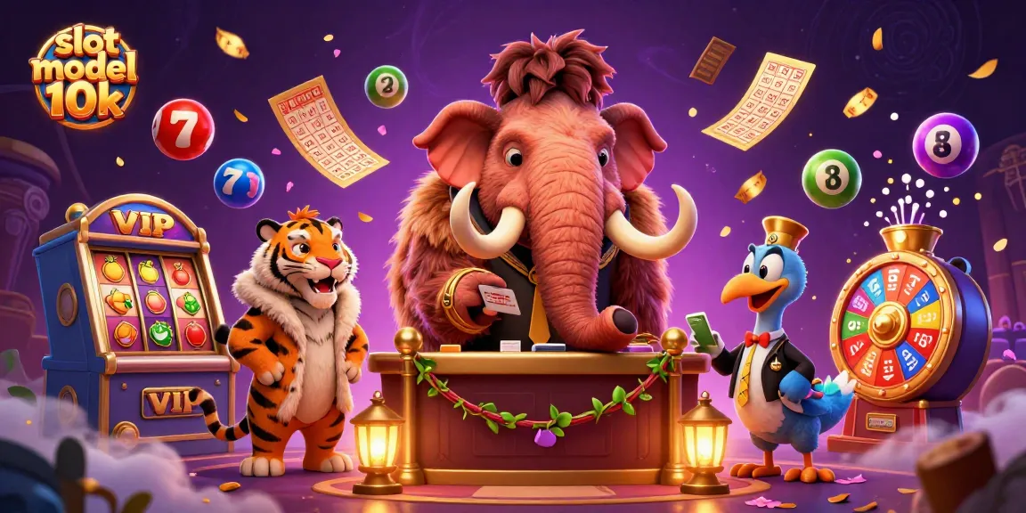 Engage in the excitement of slot modal 10k with playful casino characters in a vibrant 3D scene.
