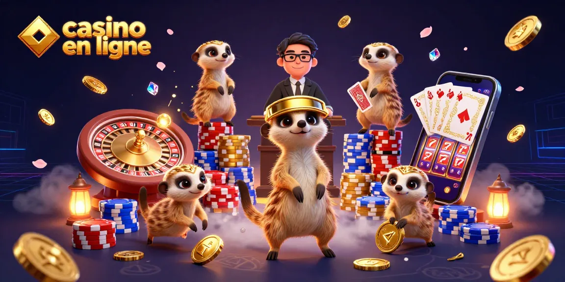 Jouez au casino en ligne avec des meerkats animés dans un environnement coloré et dynamique.