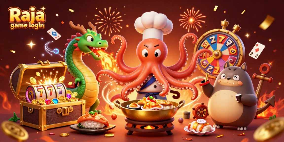 Experience the excitement of Raja game login with vibrant casino elements and dynamic characters.