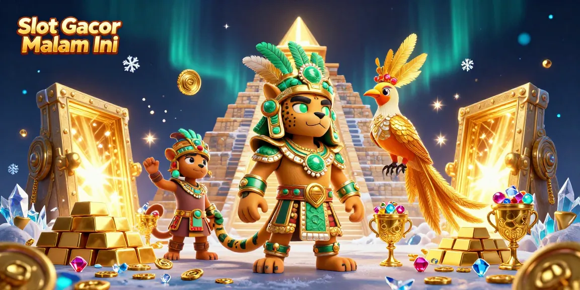 Engage with Slot Gacor Malam Ini featuring a Mayan priest alongside treasures and symbols of luck.