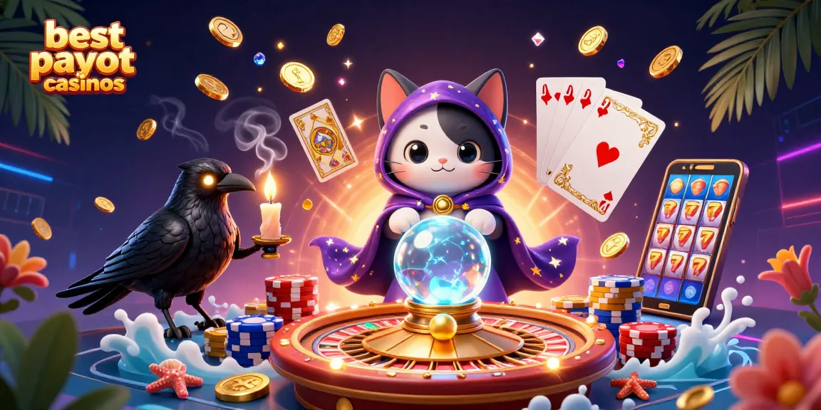 Engaging scene depicting best payout casinos featuring whimsical characters and vibrant gambling elements