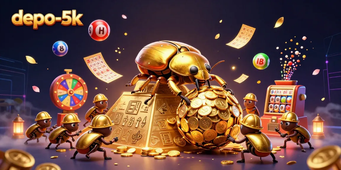 Engage with depo-5k and win with a vibrant scene of golden coin jackpots and interactive gaming elements.
